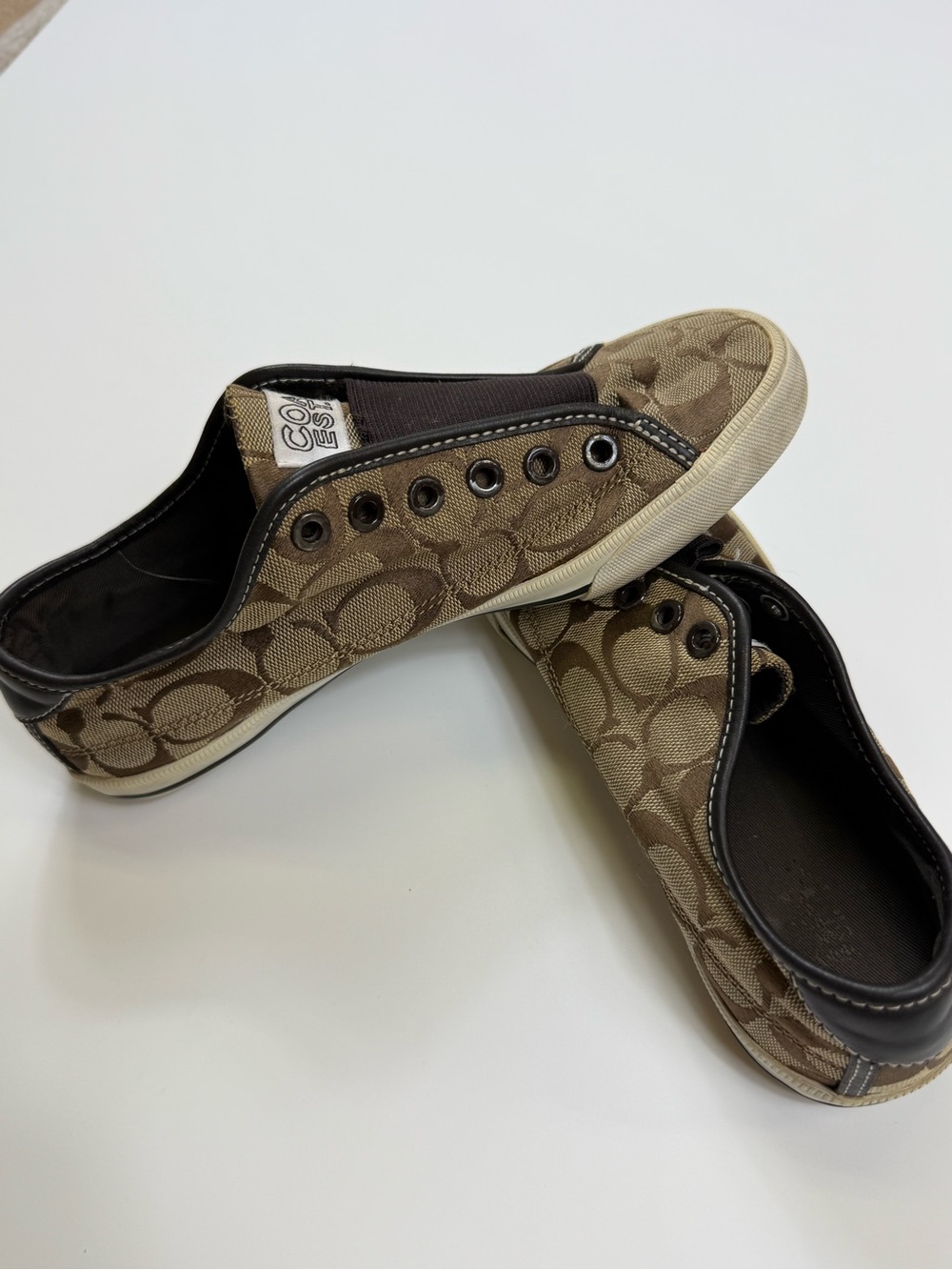Coach Signature Canvas Slip-On Sneakers in Khaki